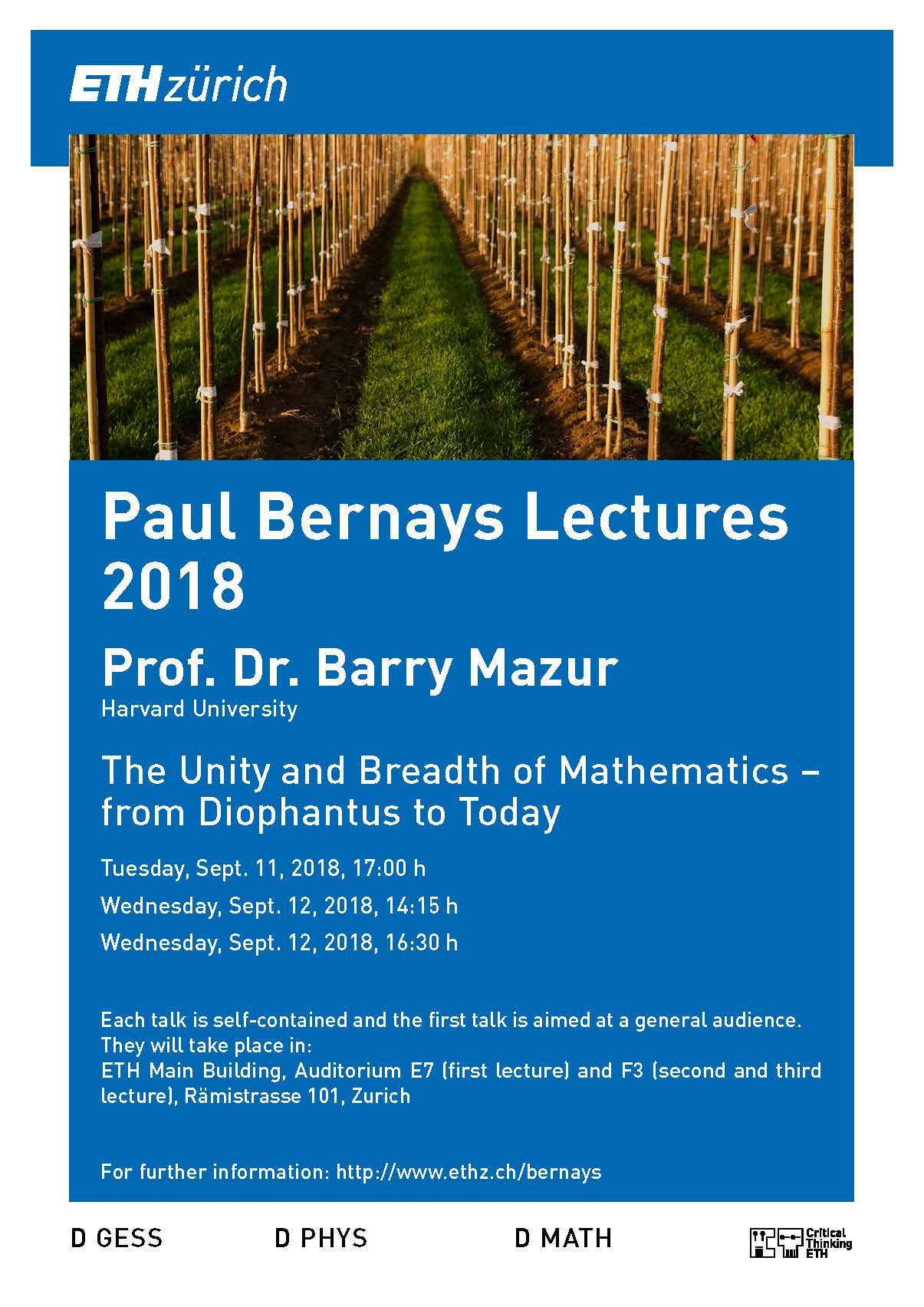 Vergrösserte Ansicht: Poster Paul Bernays Lectures 2018 