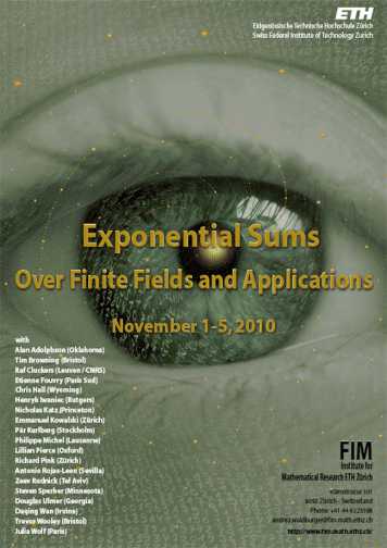 Enlarged view: Poster Exponential Sums over Finitie Fields and Applications
