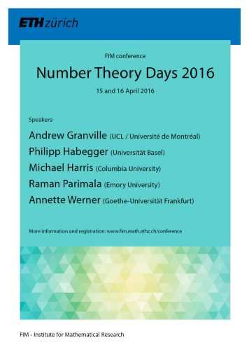 Enlarged view: Poster Conference "Number Theory Days 2016"