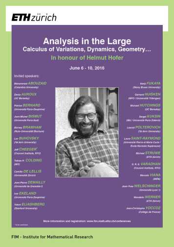 Enlarged view: Poster Conference "Analysis in the Large - Calculus of Variations, Dynamics, Geometry … In honour of Helmut Hofer"