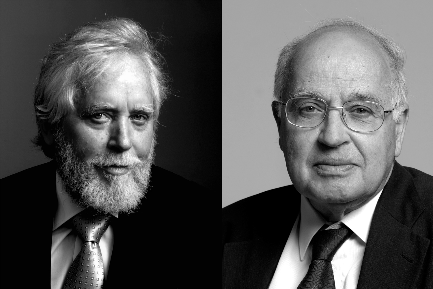 Enlarged view: Abel Laureates Endre Szeméredi (2012) and Sir Michael Atiyah (2004)