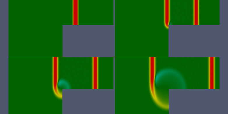 Simulation of an accoustic wave diffracting